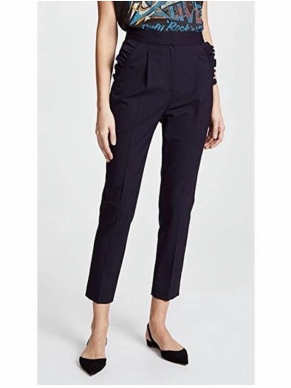Rebecca Taylor Spring Suiting Ruffle Pants